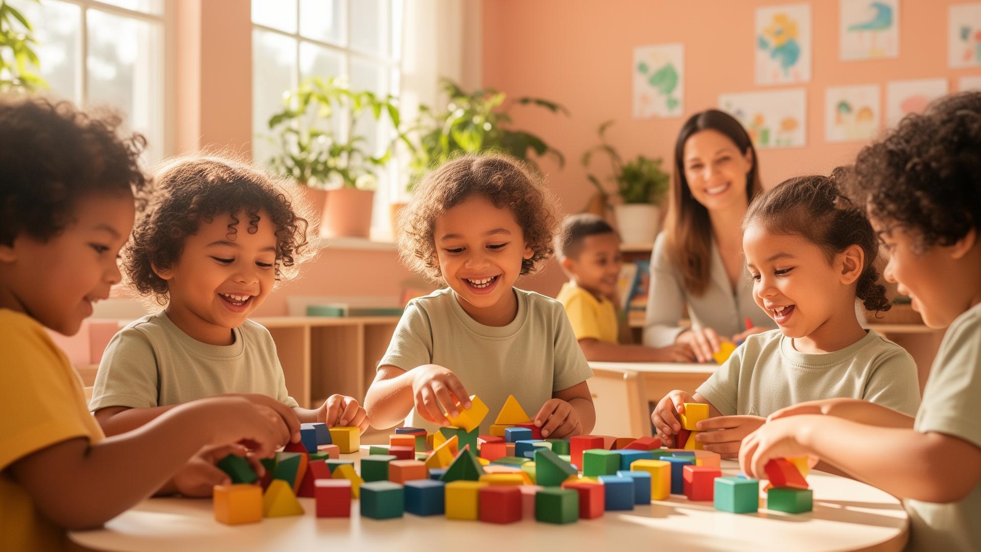 Crianças brincando alegremente na Encantadamente Creche